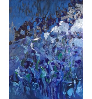 Domenico Asmone / Cromatico mare notturno, olio e smalto su tela, cm 200x150, 2022 (dittico)
